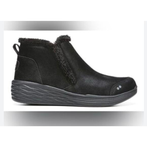 Ryka Namaste Slip-On Ankle Booties faux fur lined Sz.6 Black NWOT Warm Comfort - Picture 1 of 8